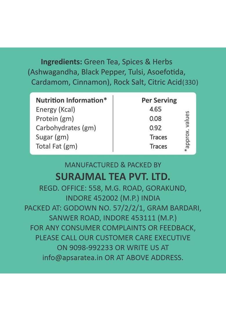 Apsara Tea Detoxifying Kahwa Green Tea Bags -72 Pcs,Spiced Kashmiri Detoxifying Kahwa Green Tea Bags Box (180 G)