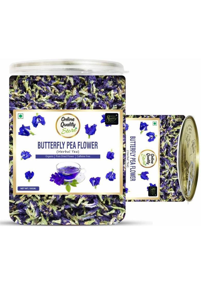 Online Quality Store Organic Butterfly Pea Flower Tea | Blue Pea Tea |Clitoria Ternatea| Herbal Tea Plastic Bottle (50 G)