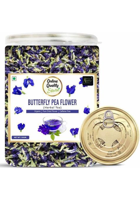 Online Quality Store Organic Butterfly Pea Flower Tea | Blue Pea Tea |Clitoria Ternatea| Herbal Tea Plastic Bottle (50 G)