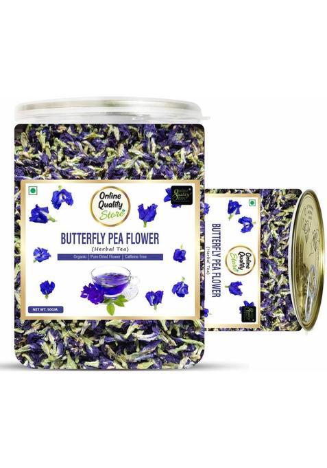 Online Quality Store Organic Butterfly Pea Flower Tea | Blue Pea Tea |Clitoria Ternatea| Herbal Tea Plastic Bottle (50 G)