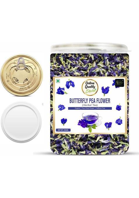 Online Quality Store Organic Butterfly Pea Flower Tea | Blue Pea Tea |Clitoria Ternatea| Herbal Tea Plastic Bottle (50 G)