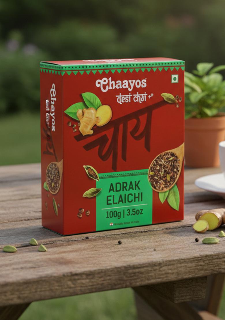 Chaayos Adrak Elaichi Tea (Ginger And Cardamom) Masala Tea Box (100 G)