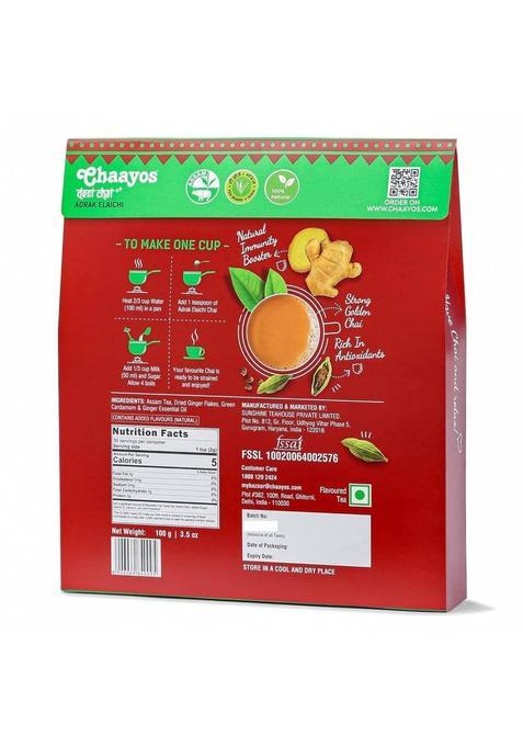 Chaayos Adrak Elaichi Tea (Ginger And Cardamom) Masala Tea Box (100 G)