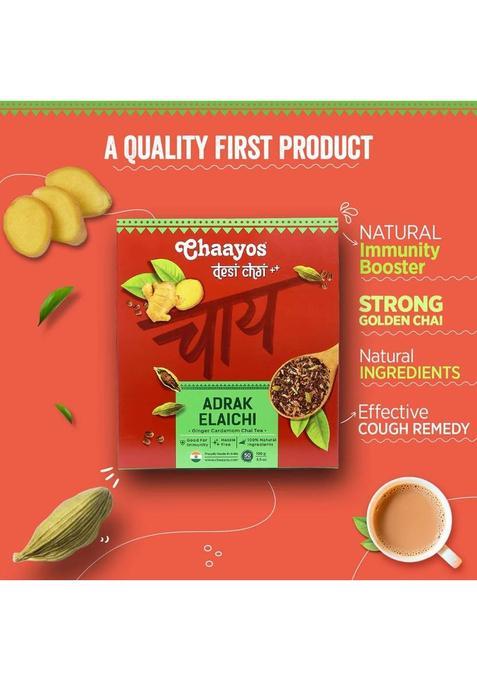 Chaayos Adrak Elaichi Tea (Ginger And Cardamom) Masala Tea Box (100 G)