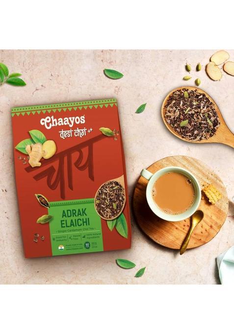 Chaayos Adrak Elaichi Tea (Ginger And Cardamom) Masala Tea Box (100 G)