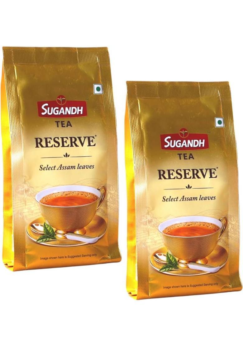 Sugandh Tea Reserve Assam Tea (High Grown Ctc Tea With Added Whole Leaf) Unflavoured Black Tea Pouch (2 X 200 G)