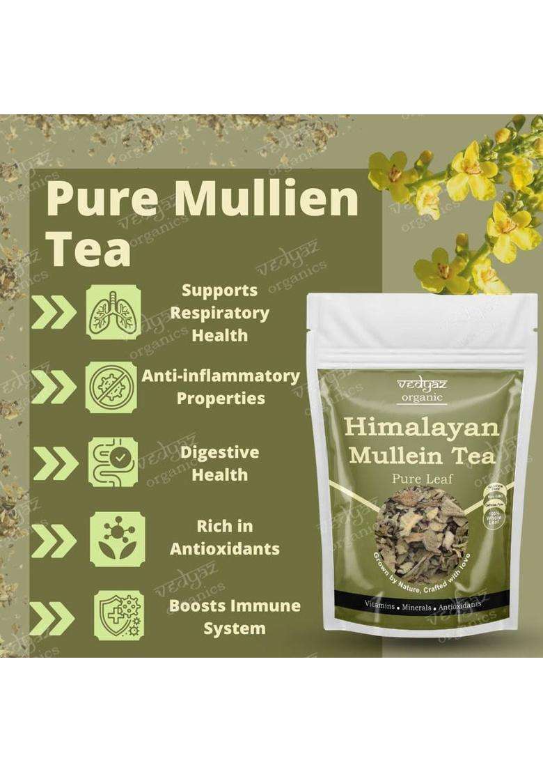 Vedyaz Organic Mullein Tea Leaves - Herbal Tea For Lung Detox, Immunity & Respiratory Health Herbal Tea Pouch&nbsp;&nbsp;(50 G) - Indya