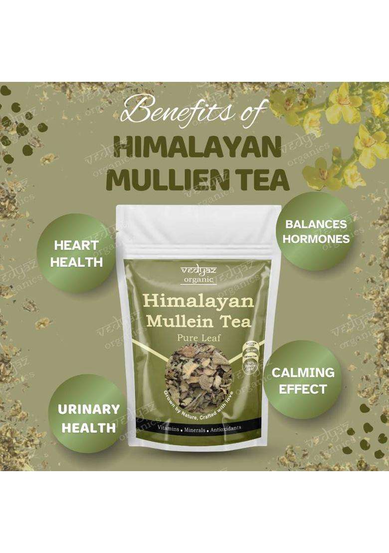 Vedyaz Organic Mullein Tea Leaves - Herbal Tea For Lung Detox, Immunity & Respiratory Health Herbal Tea Pouch&nbsp;&nbsp;(50 G) - Indya