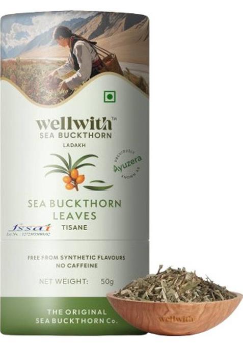 Wellwith Sea Buckthorn Leaf Tea | Improves Metabolism| Boosts Immunity Herbal Tea Herbal Infusion Tea Pouch (50 G)