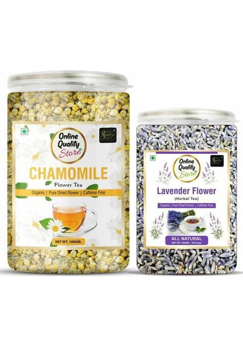 Online Quality Store Combo Pack Of Chamomile Flower Tea(100G) + Lavender Tea (100G)| Herbal Tea Plastic Bottle&nbsp;&nbsp;(2 X 100 G)
