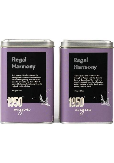 1950 Origins Regal Harmony|Premium Assam-Darjeeling Tea|Natural Loose Leaf Tea|Fresh&Aromatic Unflavoured Black Tea Tin (2 X 150 G)