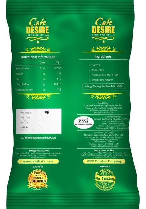 Cafe Desire Instant Plain Tea Premix