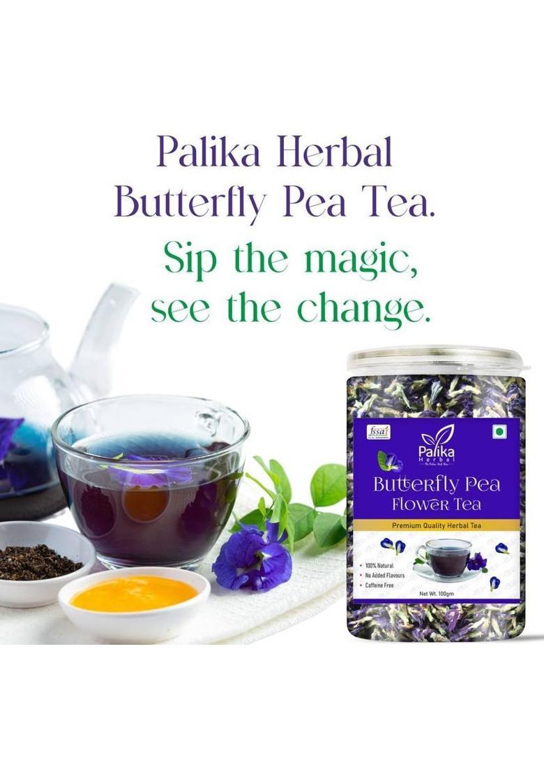 Palika Herbal Butterfly Pea Flower Tea | Aparajita,Shankhpushp, Caffeine Free, Detox & Non-Gmo Herbal Tea Plastic Bottle (100 G)