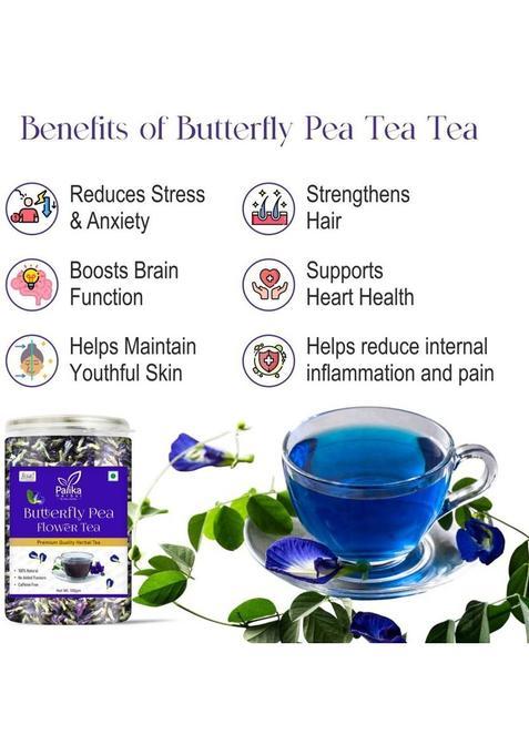 Palika Herbal Butterfly Pea Flower Tea | Aparajita,Shankhpushp, Caffeine Free, Detox & Non-Gmo Herbal Tea Plastic Bottle (100 G)