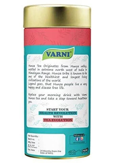 Varni Hunza Natural Herbal Tea|Healthy Tea|Builds Immunity|An Energetic Drink Cardamom, Hibiscus, Herbs, Spices Herbal Tea Tin (100 G)