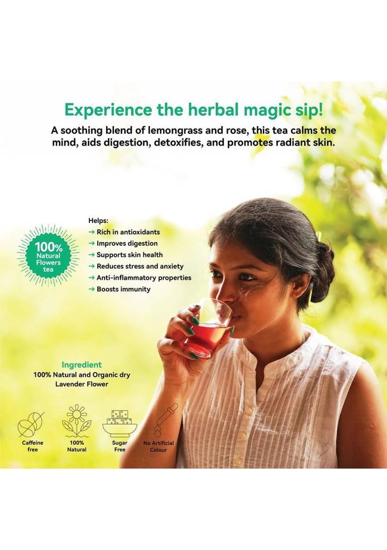 Tea Troops Rose & Lemongrass Herbal Tea | Caffeine-Free | Immunity & Stress Relief Herbal Tea Pouch (50 G)