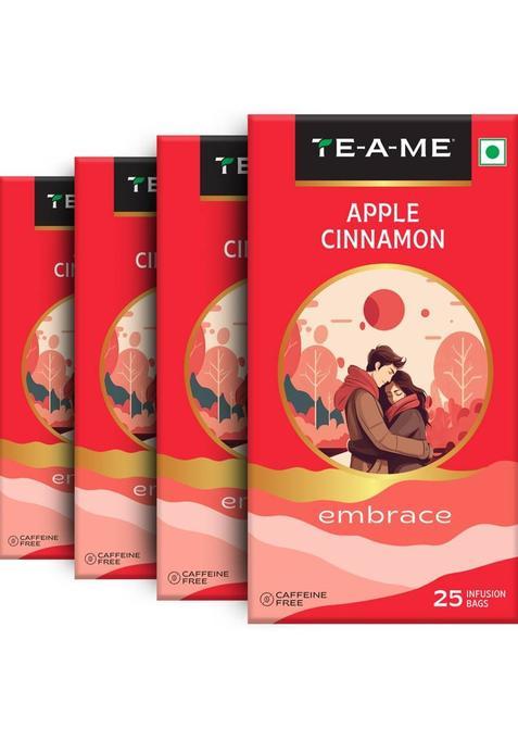 Te-A-Me Apple Cinnamon Tea - 100 Tea Bags | Fruit Tea | 100% Caffeine Free | Apple, Cinnamon Infusion Tea Bags Box&nbsp;&nbsp;(4 X 25 Bags)