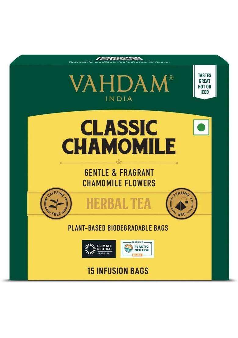 Vahdam Organic Classic Chamomile Herbal Tea Bags Box&nbsp;&nbsp;(15 Bags) - Indya