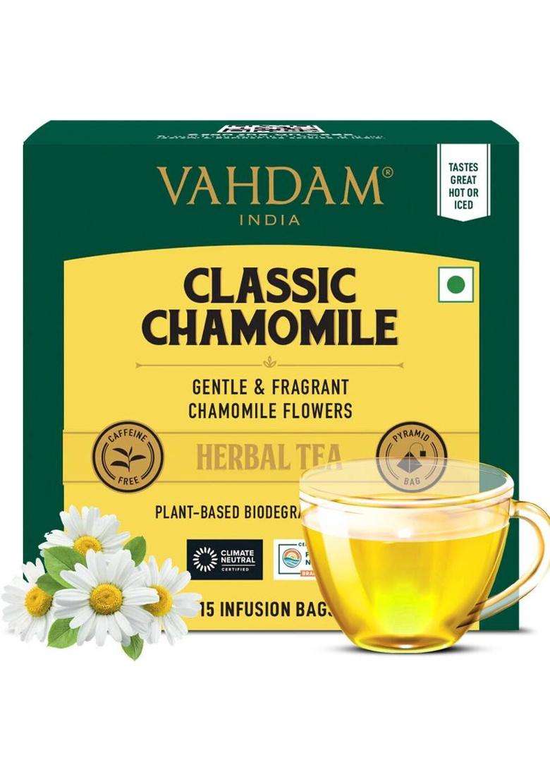 Vahdam Organic Classic Chamomile Herbal Tea Bags Box&nbsp;&nbsp;(15 Bags) - Indya
