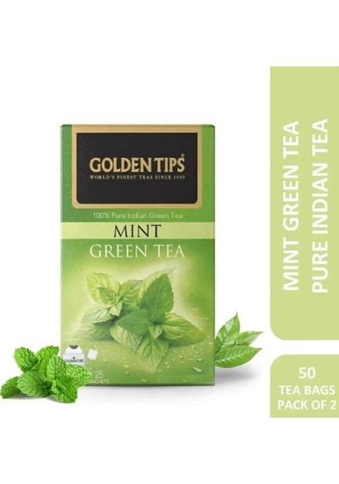 Golden Tips Melody Flavoured Mint Green Tea Bags Box&nbsp;&nbsp;(2 X 50 G)