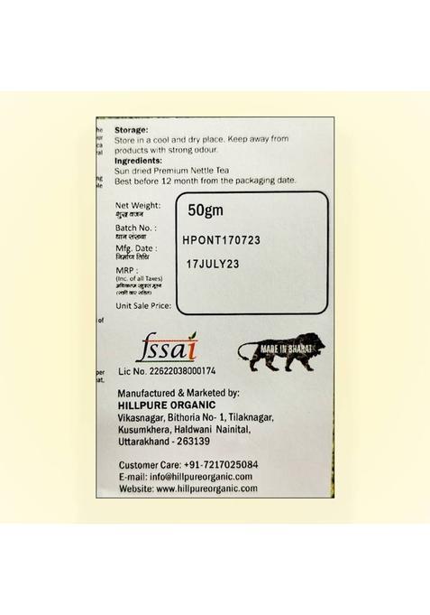 Hillpure Organic Premium Nettle Leaf Tea, Helps In Kidney Detox, Herbal Tea Plastic Bottle (50 G)