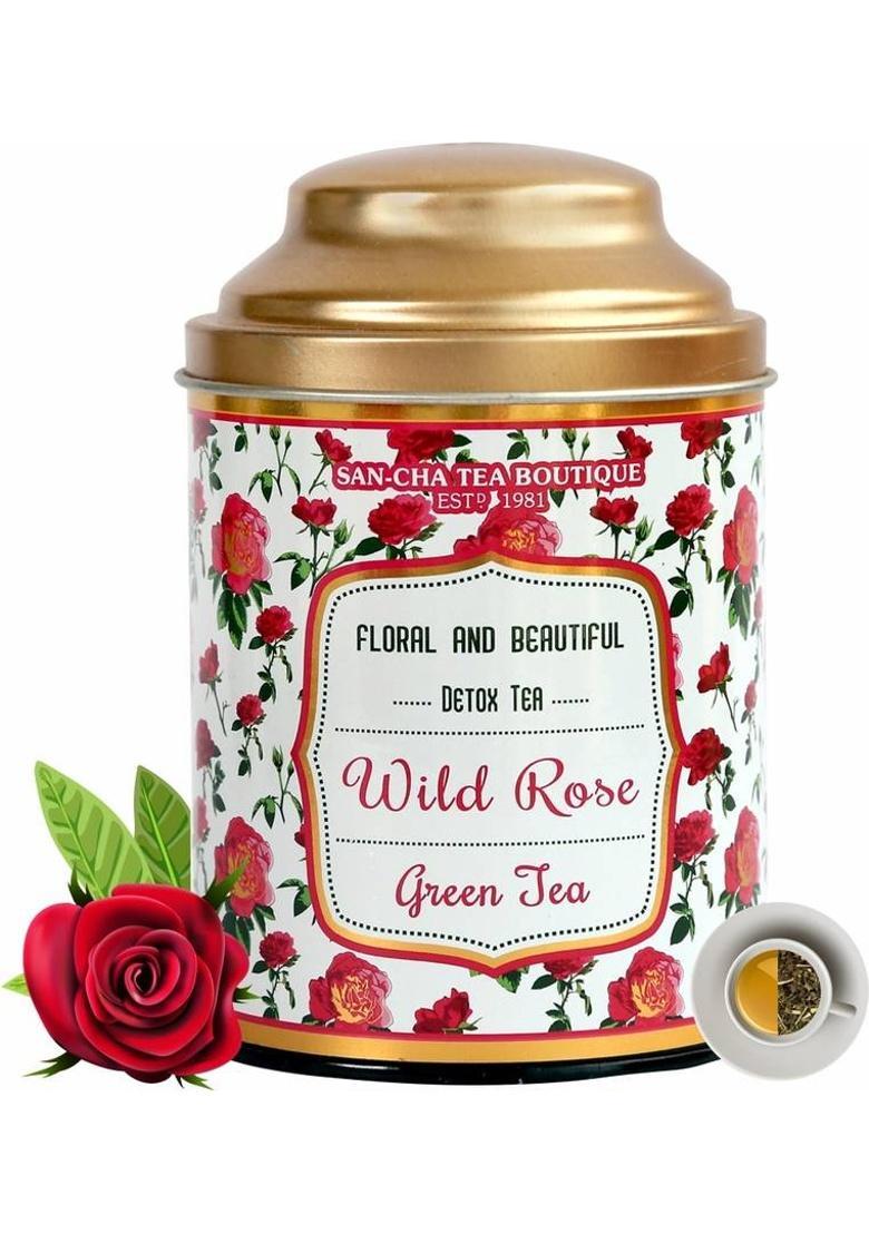 Sancha Wild Rose Green Tea|100G Loose Leaf Tea| Immunity Boosting Tea| Slim Detox Rose Green Tea Tin (100 G)