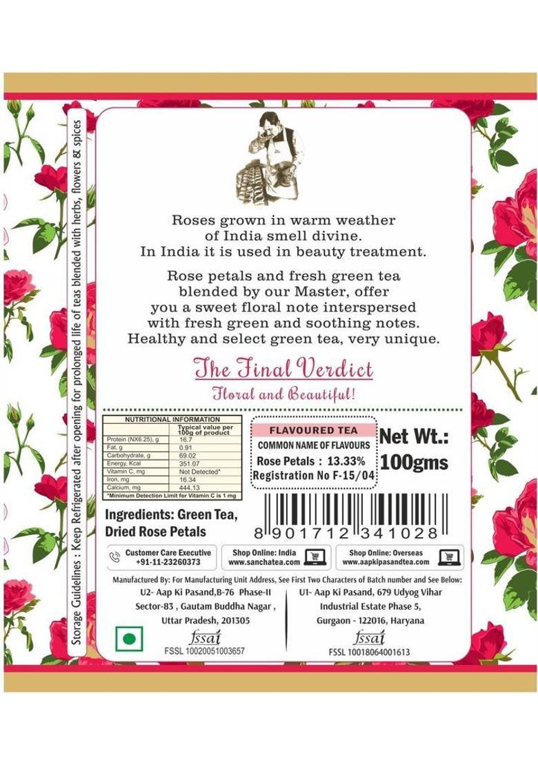 Sancha Wild Rose Green Tea|100G Loose Leaf Tea| Immunity Boosting Tea| Slim Detox Rose Green Tea Tin (100 G)