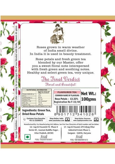 Sancha Wild Rose Green Tea|100G Loose Leaf Tea| Immunity Boosting Tea| Slim Detox Rose Green Tea Tin (100 G)