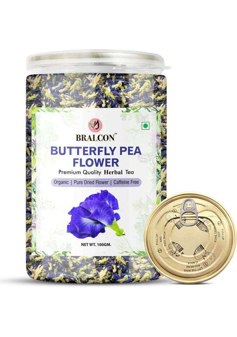 Bralcon Organic Hibiscus Tea, Butterfly Pea Flower Tea, Chamomile Tea, Lemongrass Tea | Herbal Tea Plastic Bottle&nbsp;&nbsp;(4 X 100 G) - Indya