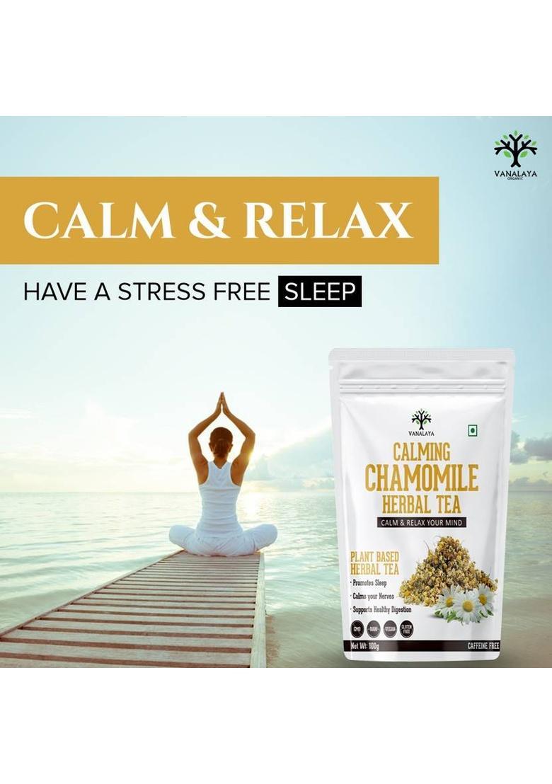 Vanalaya Chamomile Herbal Tea Made From Whole Dried Chamomile Flowers For Stress Relief And Good Sleep Chamomile Herbal Tea Pouch (100 G)