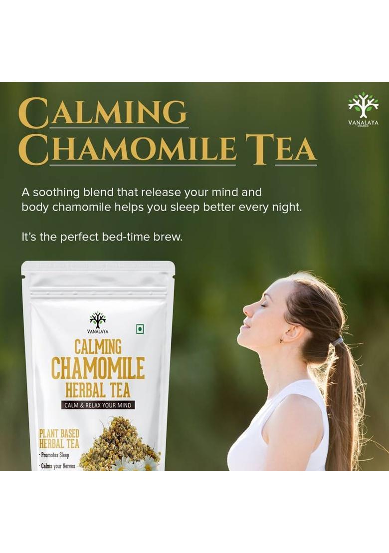 Vanalaya Chamomile Herbal Tea Made From Whole Dried Chamomile Flowers For Stress Relief And Good Sleep Chamomile Herbal Tea Pouch (100 G)
