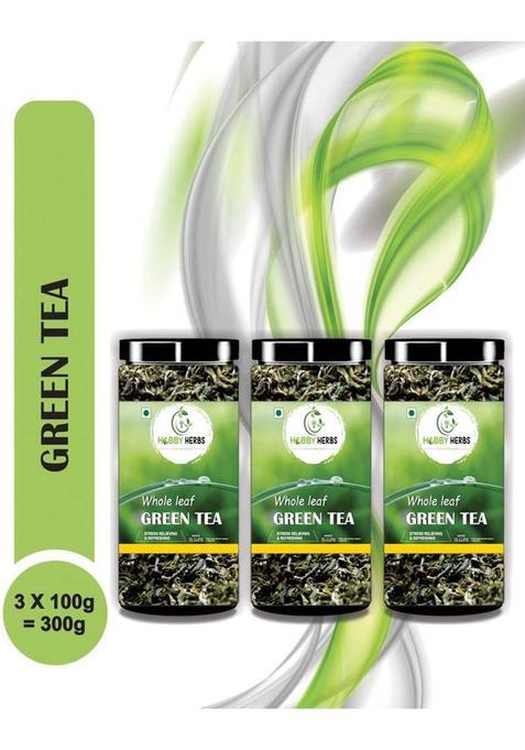 Hobby Herbs Green Tea 300G | Long Leaves | Green Tea For Weight Loss | Whole Leaf Green Tea| Green Tea Mason Jar&nbsp;&nbsp;(3 X 100 G)