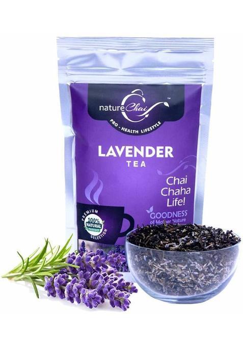 Nature Chai Lavender Green Tea Pure & Light Loose Green Tea Leaves 50Gx1 (Total 50G)Pack, All Natural Flavour, Zero Calories - Improves Metabolism & Reduces Waist In Zip Pack Lavender Tea Pouch&nbsp;&nbsp;(50 G)
