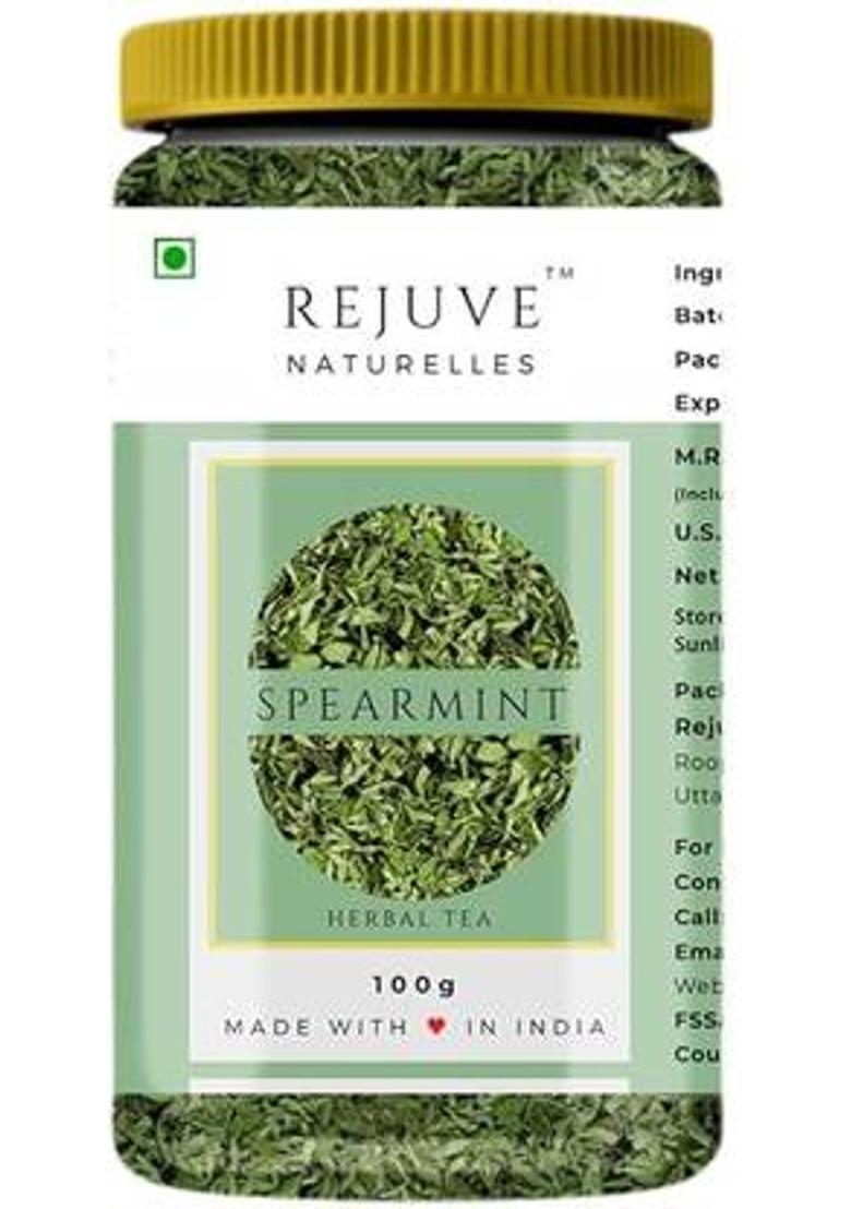 Rejuve Naturelles Premium Spearmint Tea 100G | Freshly Packed Herbal Tea For Pcos,Pcod Herbal Tea Plastic Bottle (100 G)