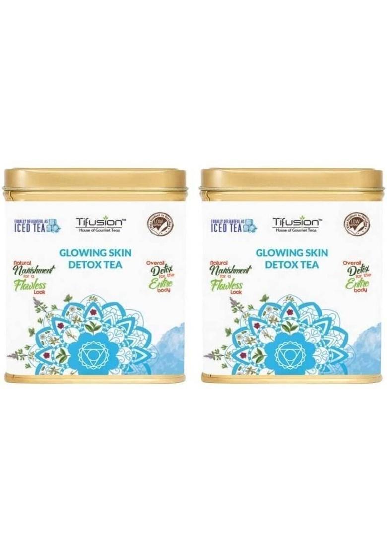 Tifusion Glowing Skin Tea For Healthy Hair & Glowing Skin | For Antiageing, Wrinkles Rose Herbal Tea Tin (2 X 100 G)