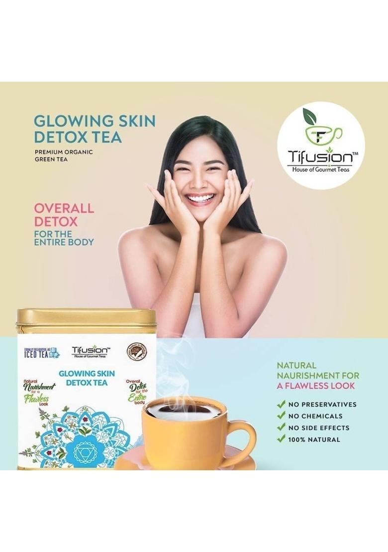 Tifusion Glowing Skin Tea For Healthy Hair & Glowing Skin | For Antiageing, Wrinkles Rose Herbal Tea Tin (2 X 100 G)