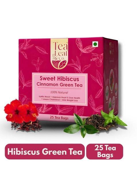 Tlc Tea Leaf & Co Sweet Hibiscus Green Tea For Healthy Heart 25 Green Tea Bags Hibiscus, Cinnamon Green Tea Bags Box&nbsp;&nbsp;(25 Bags)