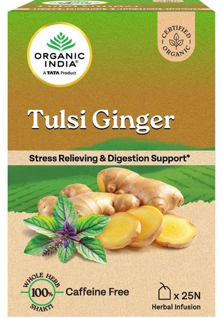 Organic India Ginger, Tulsi Tea Bags Box&nbsp;&nbsp;(25 Bags) - Indya