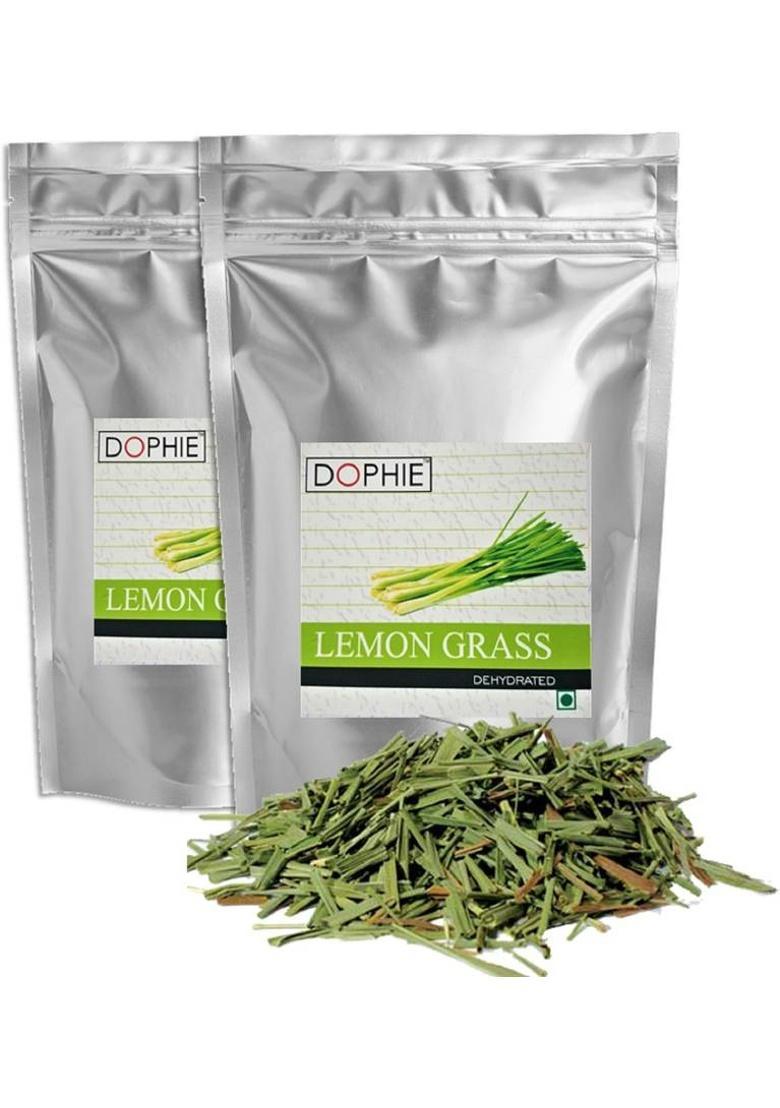 Dophie Lemongrass Cut, Dried Herb 200Gm [Pack -2] Lemongrass Fine Cut & Sifted Perfect For Herbal Tea, Soups, Salads, Marinades Etc Lemon Grass Herbal Tea Pouch (2 X 200 G)