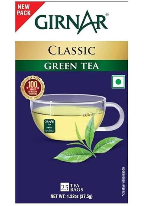 Girnar Green Tea Classic -25 Tea Bags ( Pack Of 2 ) Green Tea Bags Box&nbsp;&nbsp;(2 X 25 Bags)
