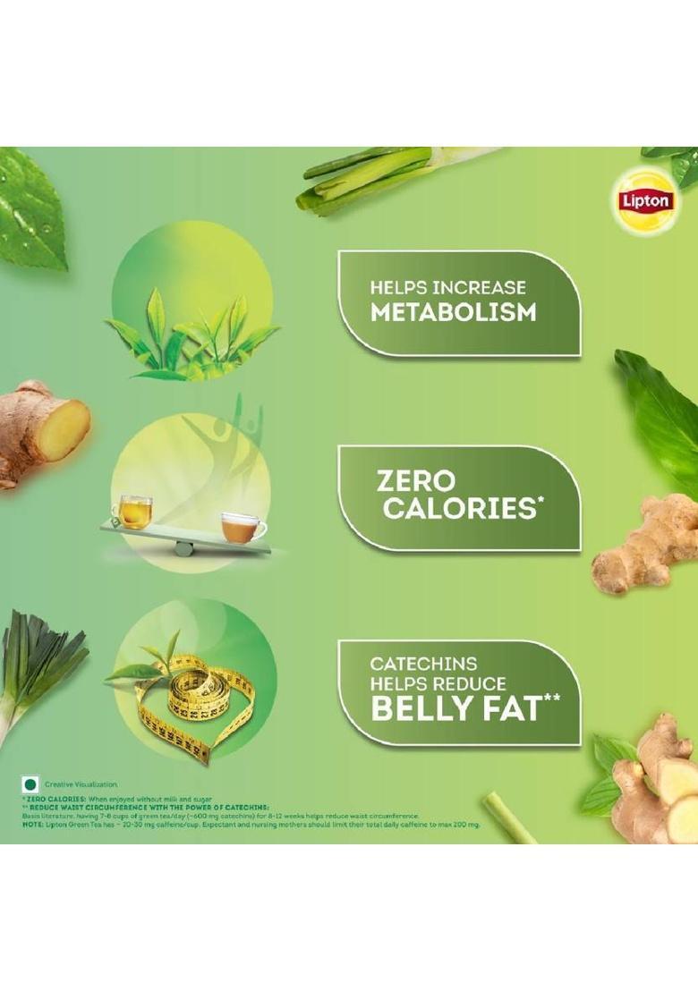 Lipton Lemongrass Ginger I Tasty Green Tea I Reduce Bally Fat Green Tea Box (32.5 G)