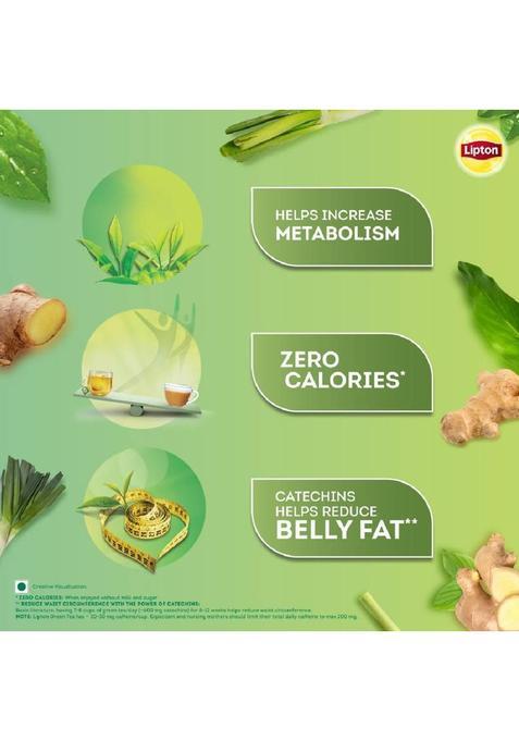 Lipton Lemongrass Ginger I Tasty Green Tea I Reduce Bally Fat Green Tea Box (32.5 G)
