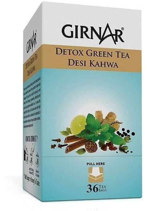 Girnar Desi Kahwa Detox Tea - 36 Tea Bags Green Tea Bags Box&nbsp;&nbsp;(2 X 18 Bags)