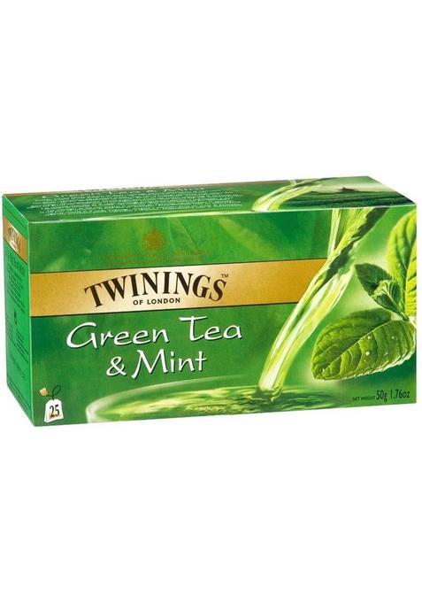 Twinings Green Tea & Mint, 25 Tea Bags (Imported) Mint Green Tea Bags Box&nbsp;&nbsp;(50 G)