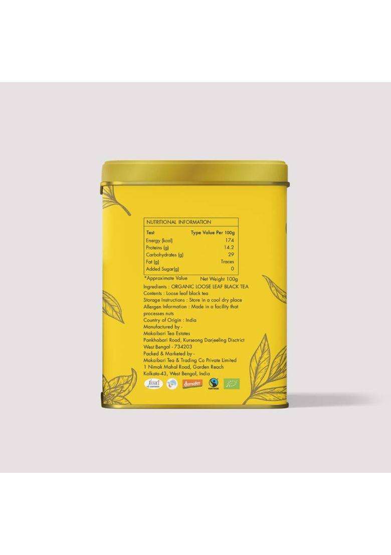 Makaibari Himalayan Spring First Flush Loose Black Tea 100 Gm | Usda Organic Certified Black Tea Tin&nbsp;&nbsp;(100 G) - Indya