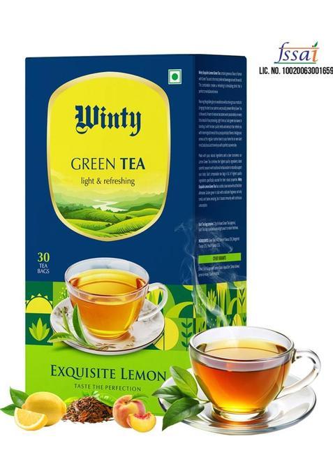Winty Exquisite Lemon Green Tea | Supports Digestion & Energy | Low Caffeine Lemon Green Tea Bags Box&nbsp;&nbsp;(30 Bags)