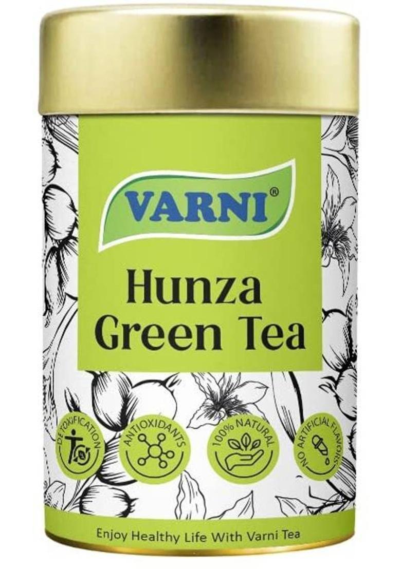Varni Hunza Herbal Tea-An Energetic Drink For Good Health & Longevity (Green & Hunza) Cardamom, Spices, Herbs, Cinnamon Herbal Tea Tin (2 X 50 G)
