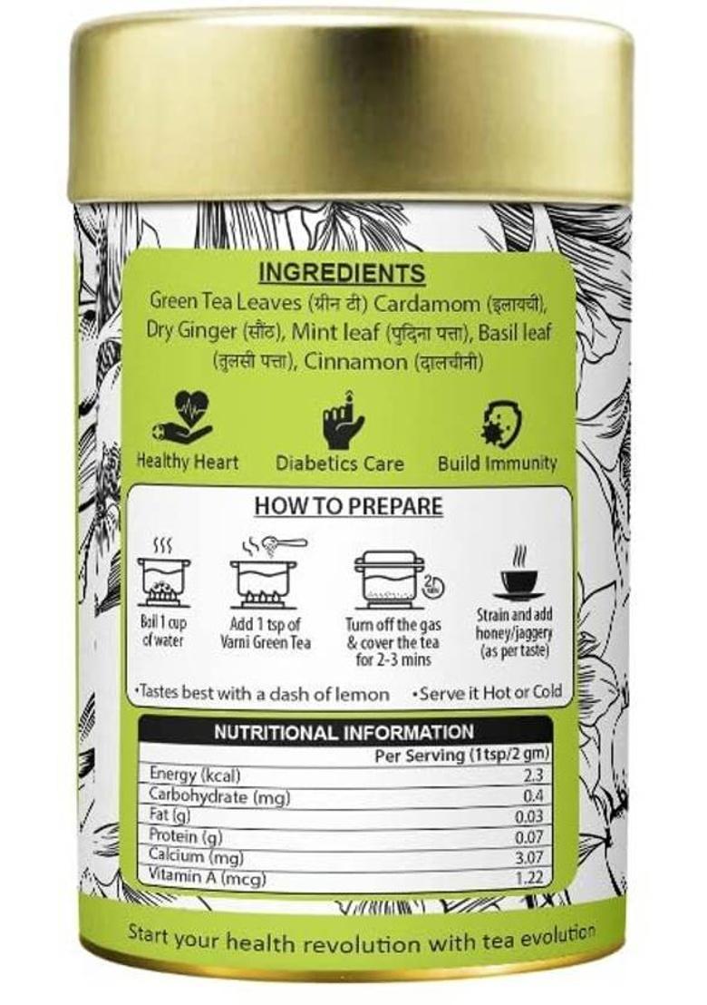 Varni Hunza Herbal Tea-An Energetic Drink For Good Health & Longevity (Green & Hunza) Cardamom, Spices, Herbs, Cinnamon Herbal Tea Tin (2 X 50 G)