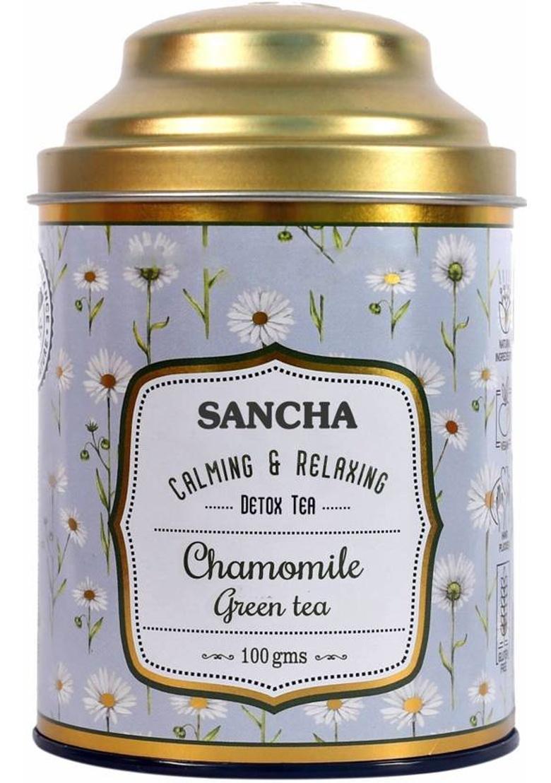 Sancha Chamomile Green Tea|100G Loose Leaf Tea |Bed Time Tea|Sleep Tea| Calming Tea Chamomile Green Tea Tin (100 G)