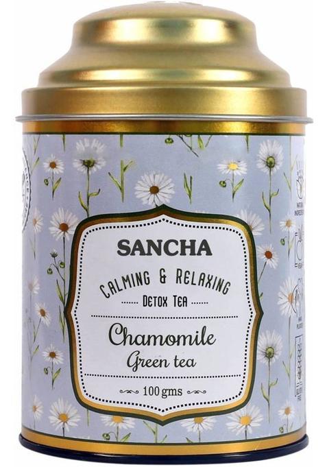 Sancha Chamomile Green Tea|100G Loose Leaf Tea |Bed Time Tea|Sleep Tea| Calming Tea Chamomile Green Tea Tin (100 G)